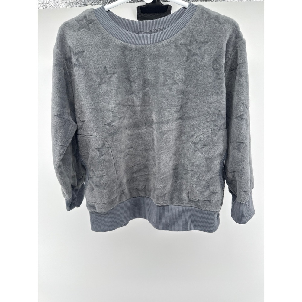 Sleep On‎ It Gray Star Plush Fleece Pajama Top Shirt 3T Flame Resistant Kids
